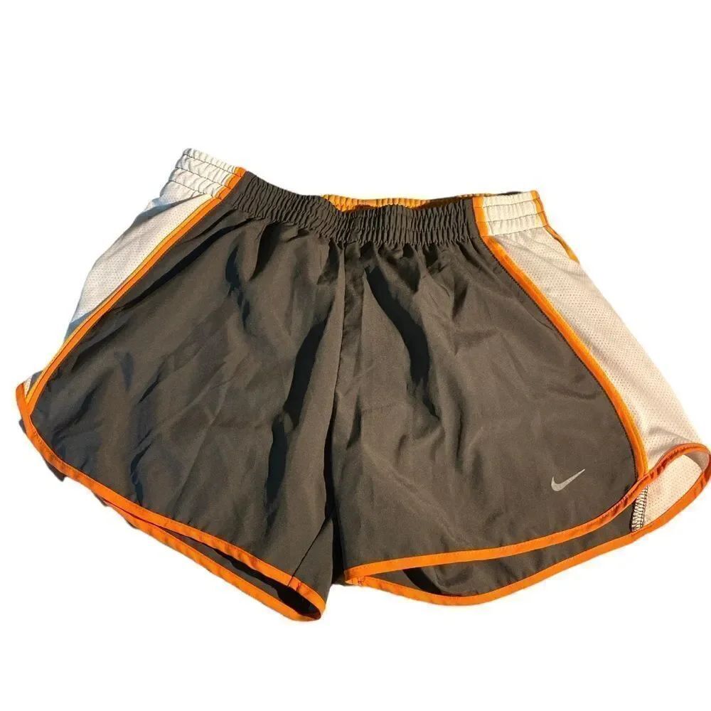 Nike Dri-Fit tempo Running swim Shorts gray orange trim -S